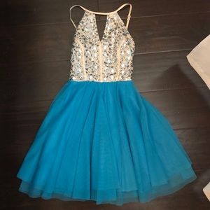 Blue Embellished Hoco/Party Dress